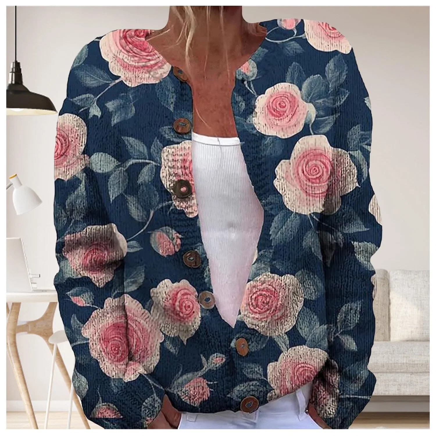 Женский кардиган с принтом Vintage Floral Print, Motivo 11 — фото 2