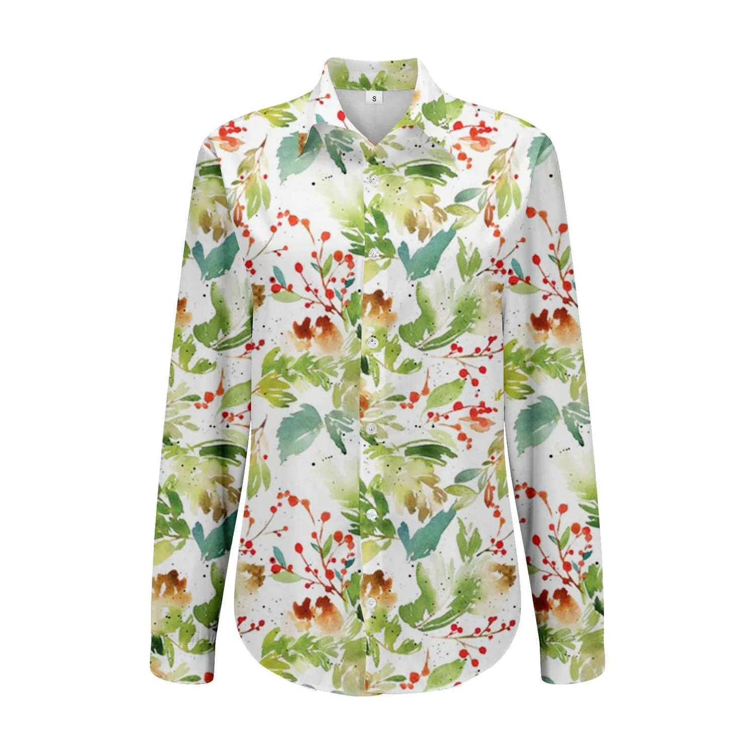 Женская туника из хлопка и льна с принтом, Cotton Linen Shirt, W Mint Green — фото 4