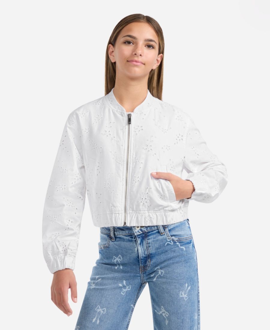 

Детская куртка-бомбер с цветочным принтом abercrombie kids, Bright White