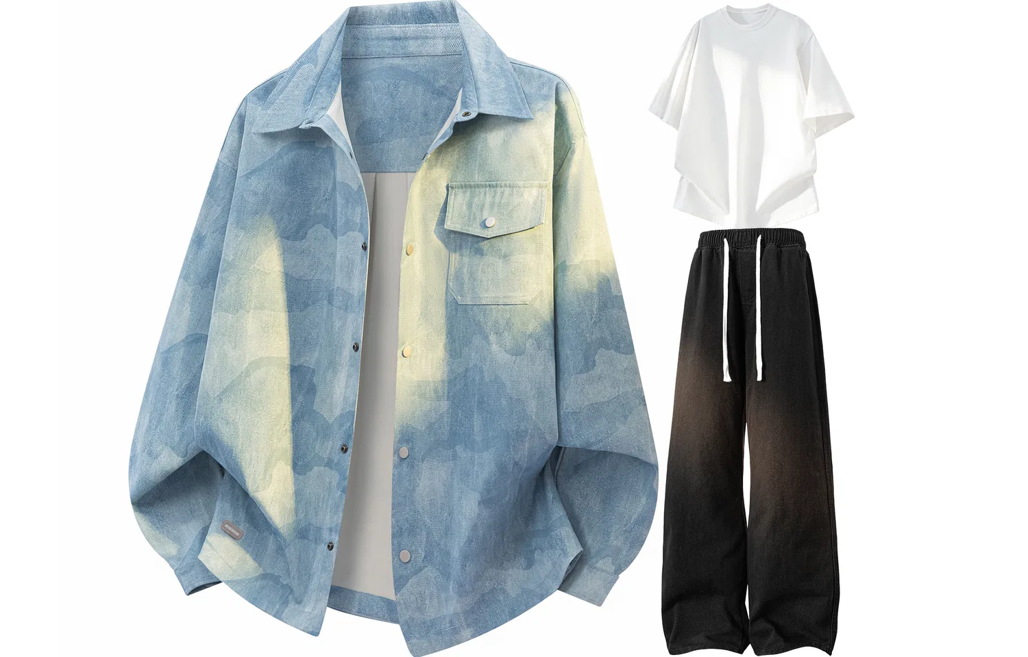 Детский спортивный комплект из футера Light Blue+White+Black WARRIOR