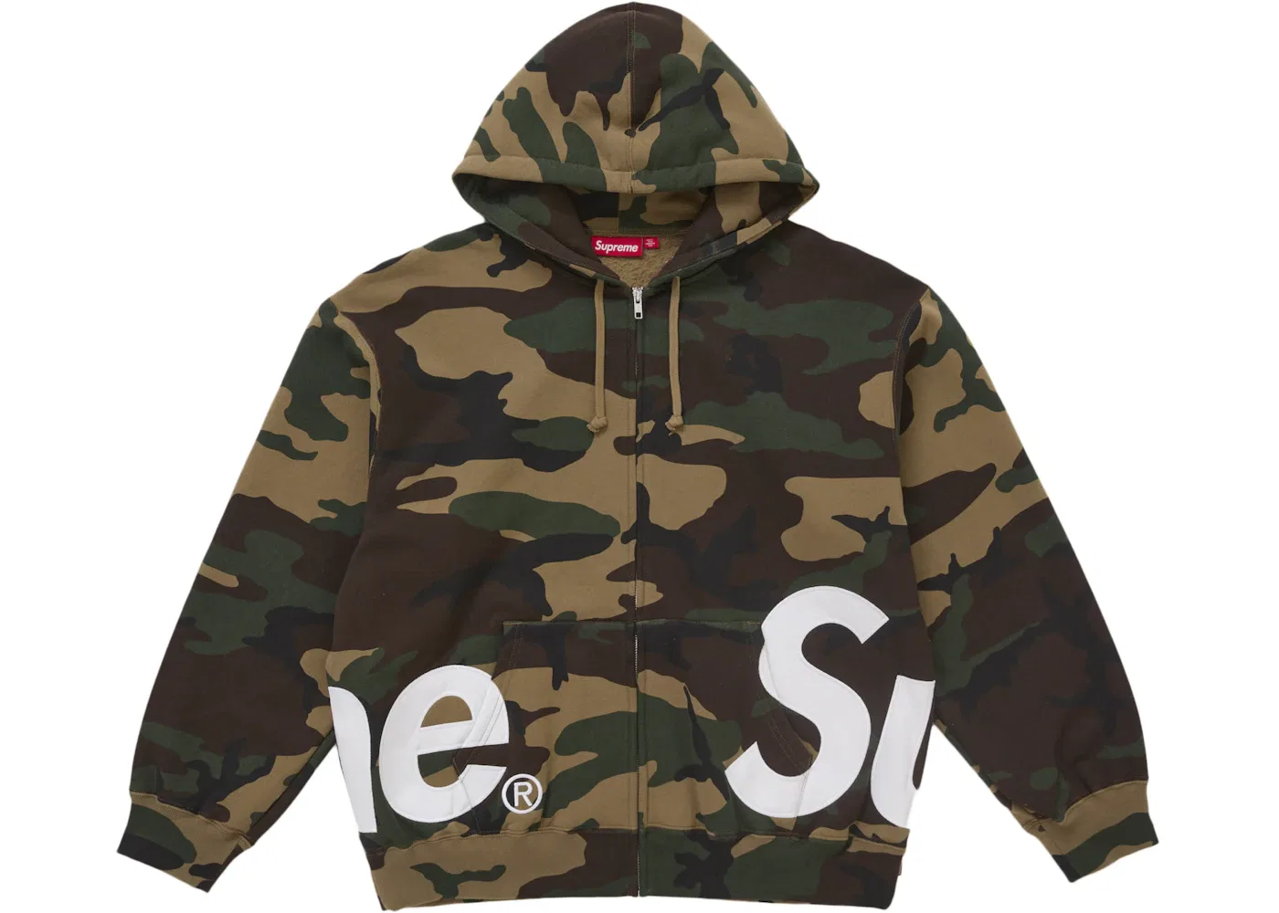 Мужская худи с капюшоном на молнии Supreme Big Logo Zip Up Hooded Sweatshirt Woodland Camo, Woodland Camo