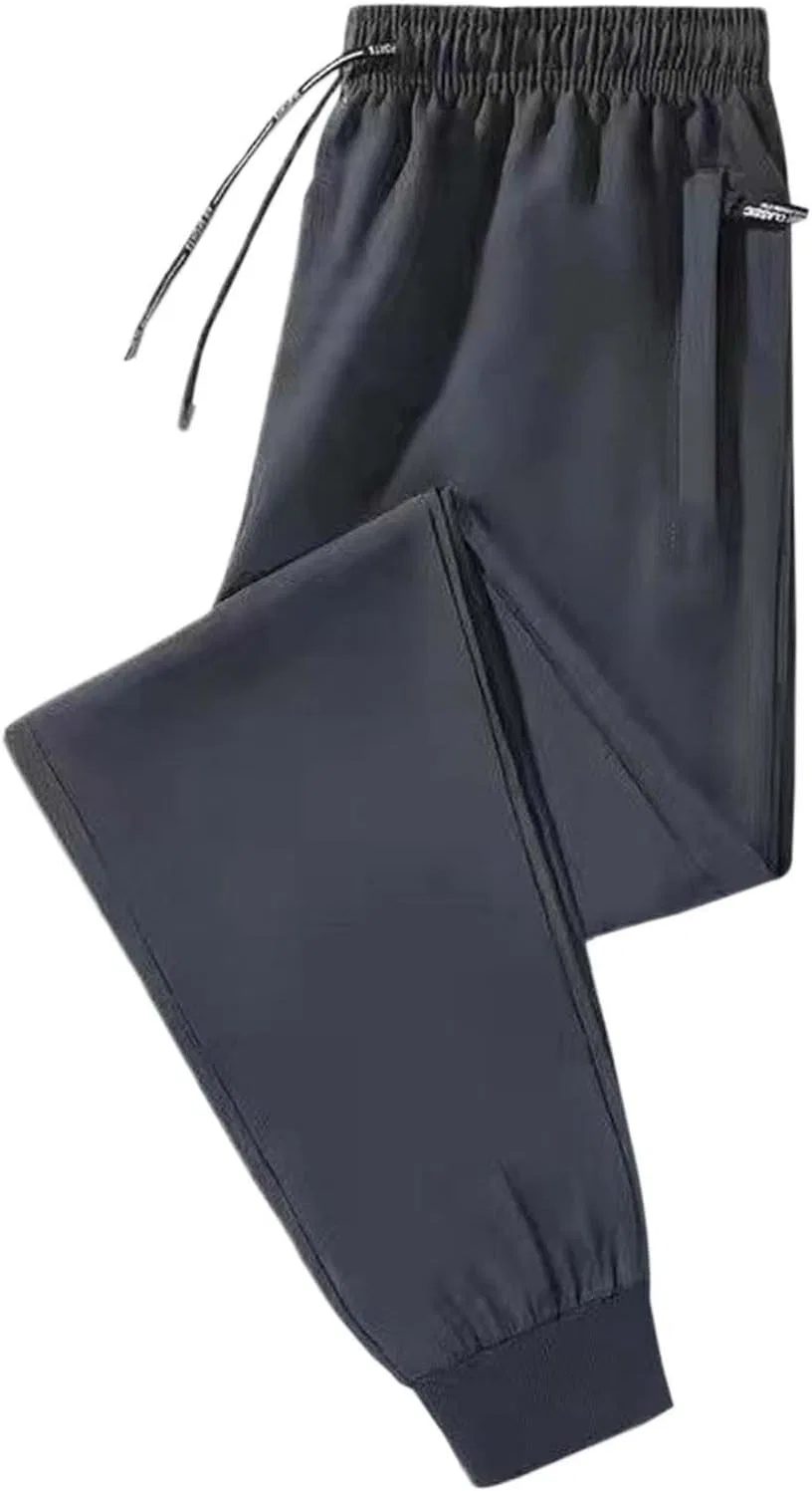 Мужские спортивные штаны из льняного шелка с завязками, серый