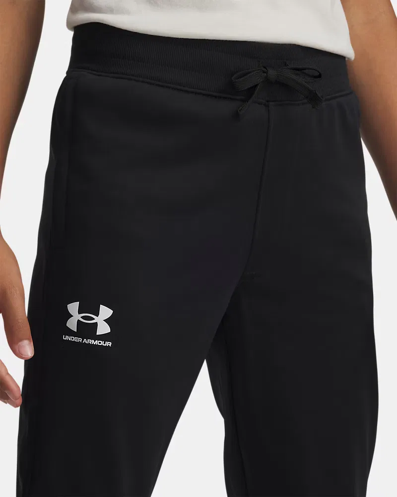 Детские брюки 63,5 см с начесом и эластичным поясом UA Icon Knit UnderArmour, Black/White — фото 4