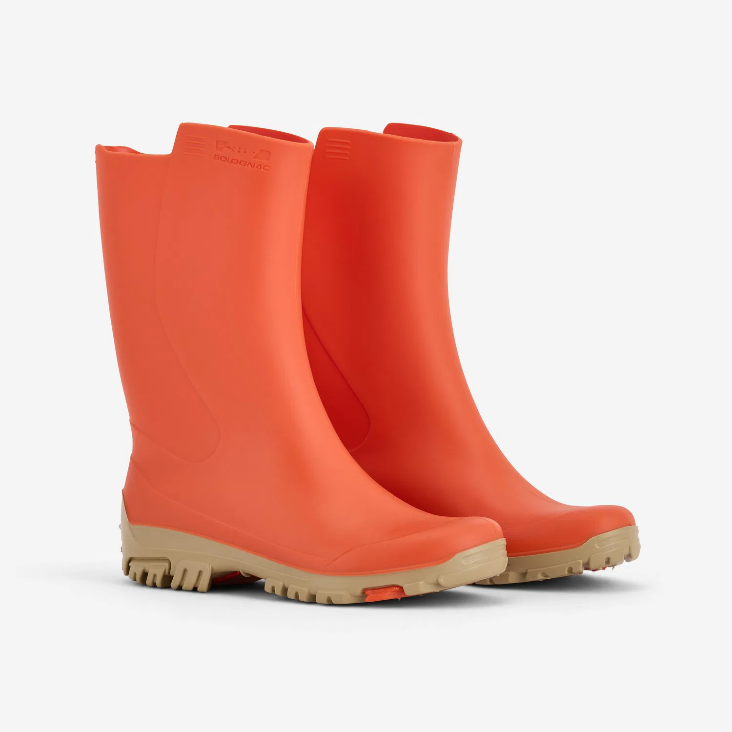 Детские сапоги-боты из ПВХ Gummistiefel 100 Solognac, Paprikaorange / Cappuccino-Beige