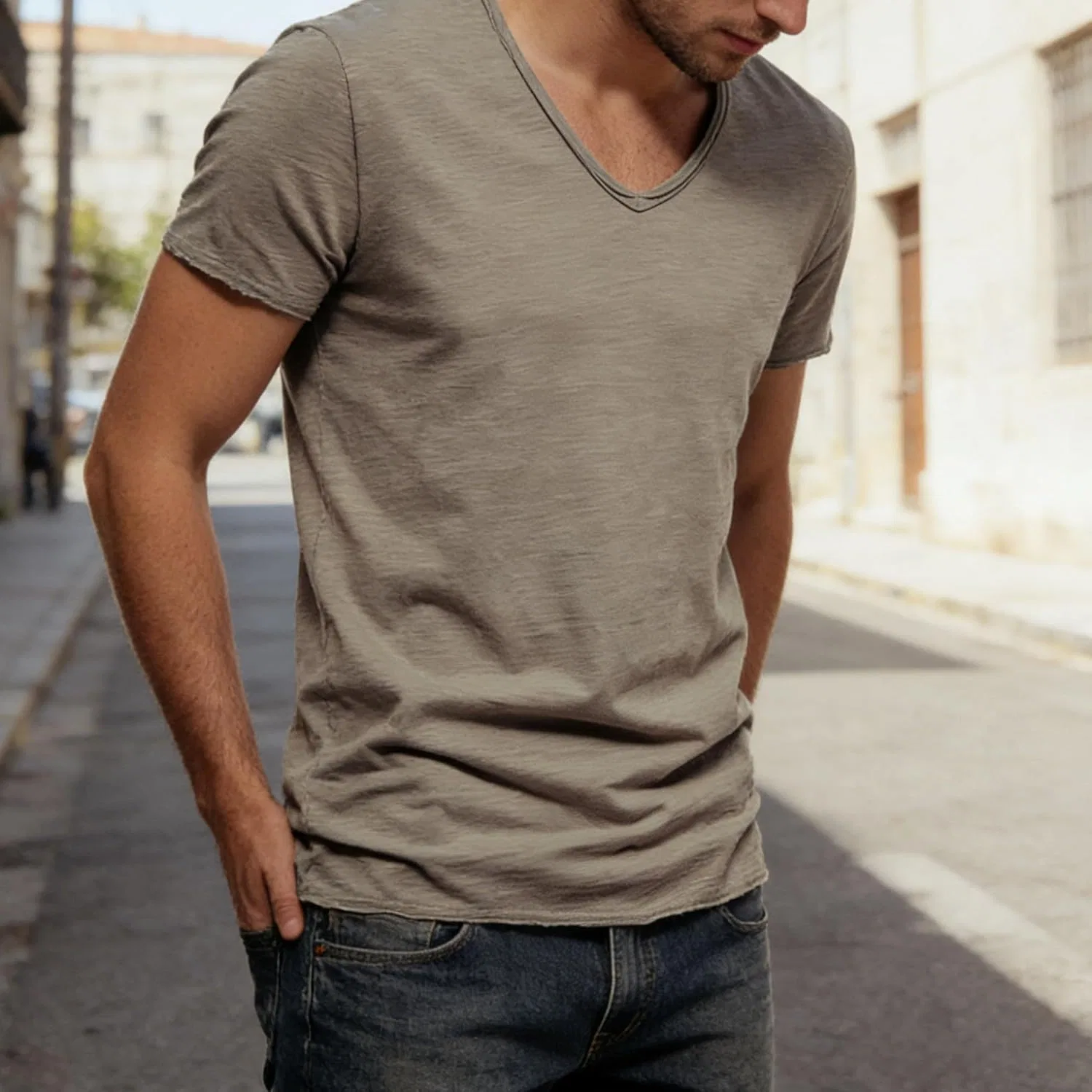 Мужская футболка с V-образным вырезом Running Shirts, Camel — фото 3