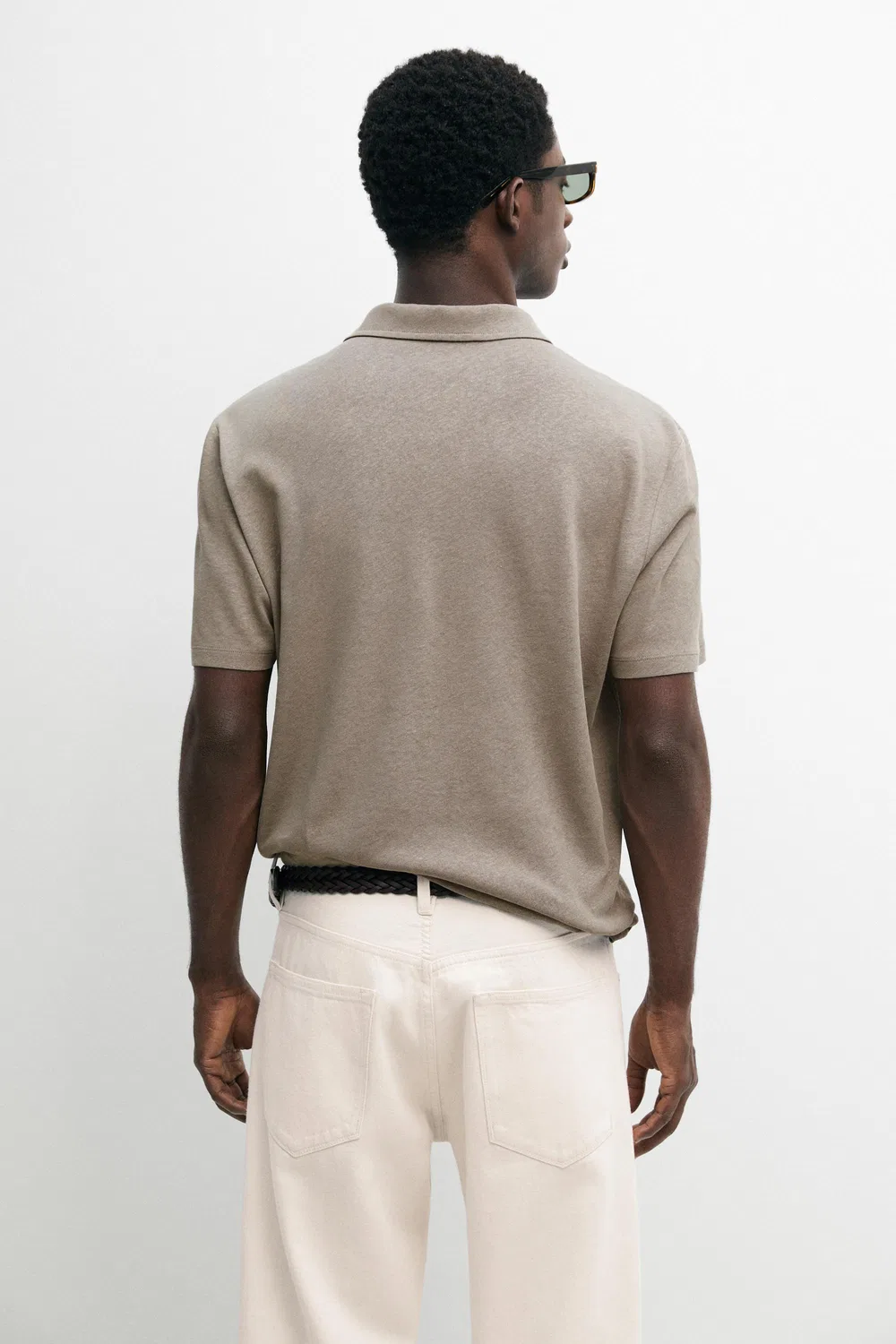 Поло с коротким рукавом из льна и хлопка Massimo Dutti, Mole Brown — фото 3