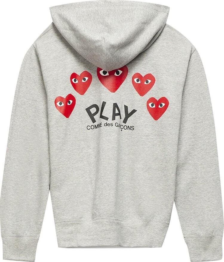 Худи Comme des Garçons PLAY Heart Logo Hoodie 'Grey', серый — фото 3