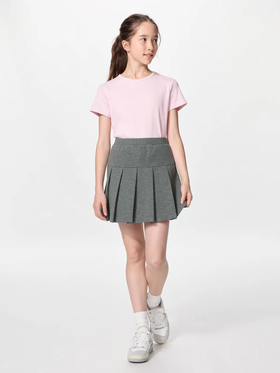 Юбка Uniqlo, детская, мини, хлопковая, темно-серый