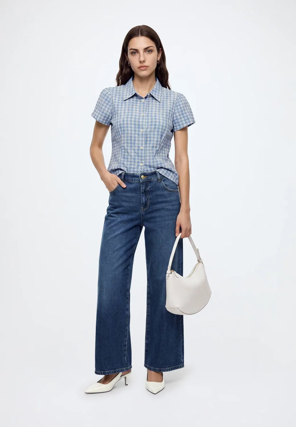 Блузка на пуговицах Gap, Blue Plaid — фото 2
