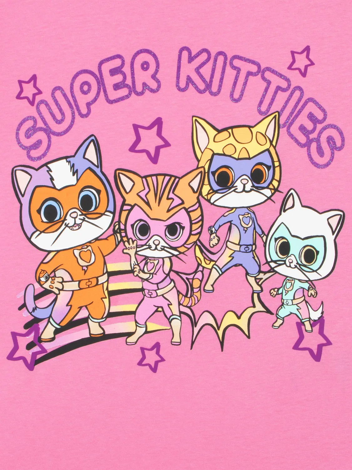 Футболка детская с принтом Super Kitties Character, розовый — фото 3