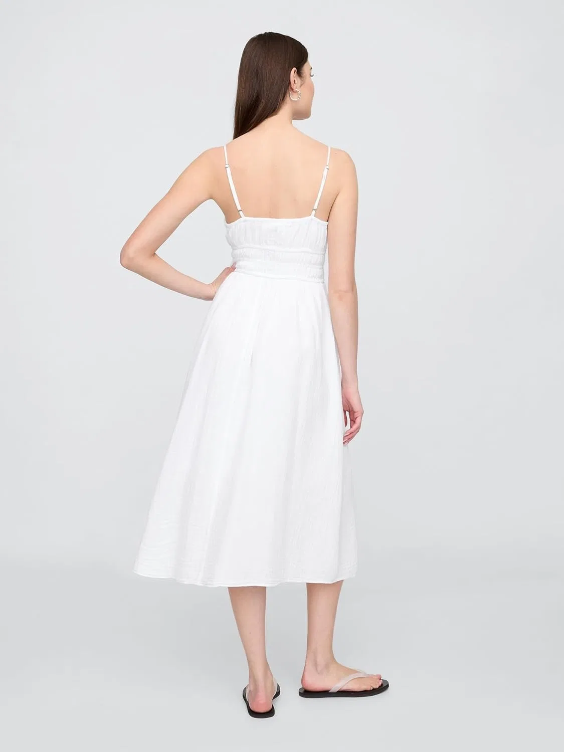 Женское макси-платье с завязками спереди GAP, Optic White — фото 2