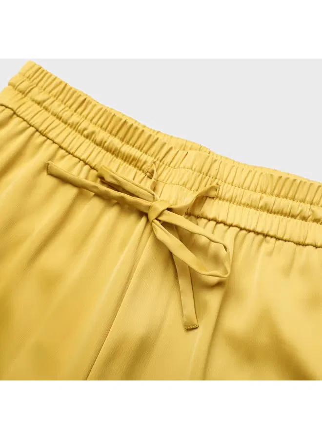 Брюки свободные широкие с карманами Zara, гусиный желтый — фото 4