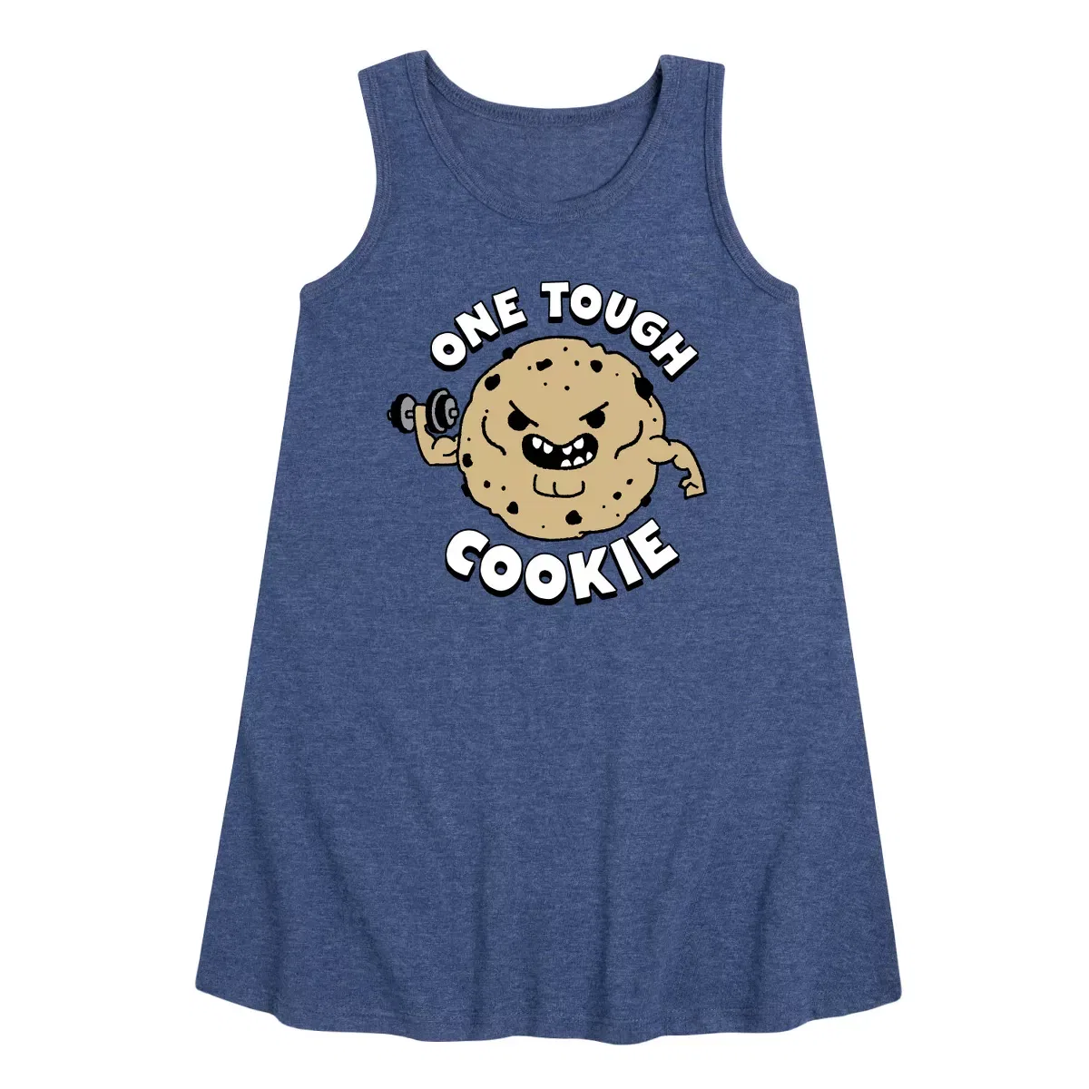 Детское платье-трапеция без рукавов One Tough Cookie Instant Message, Heather Navy