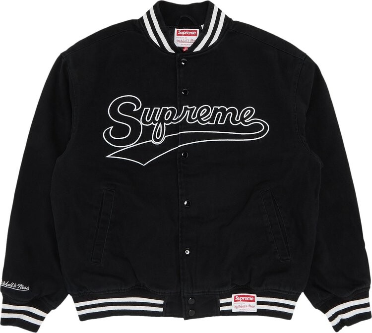 

Куртка Supreme x Mitchell & Ness Doughboy Twill Varsity Jacket 'Black', черный