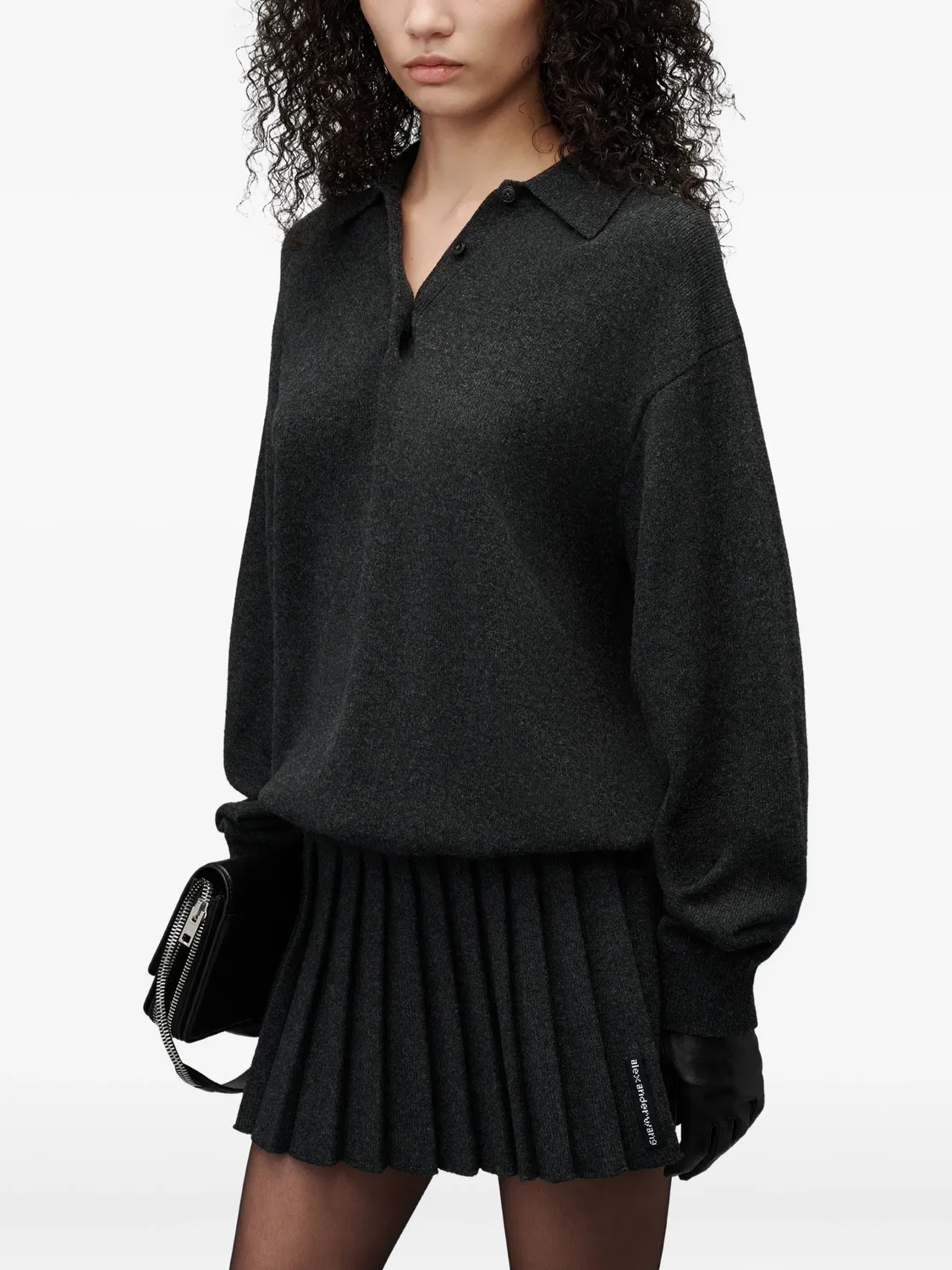Платье с длинными рукавами и юбкой Alexander Wang, серый — фото 4