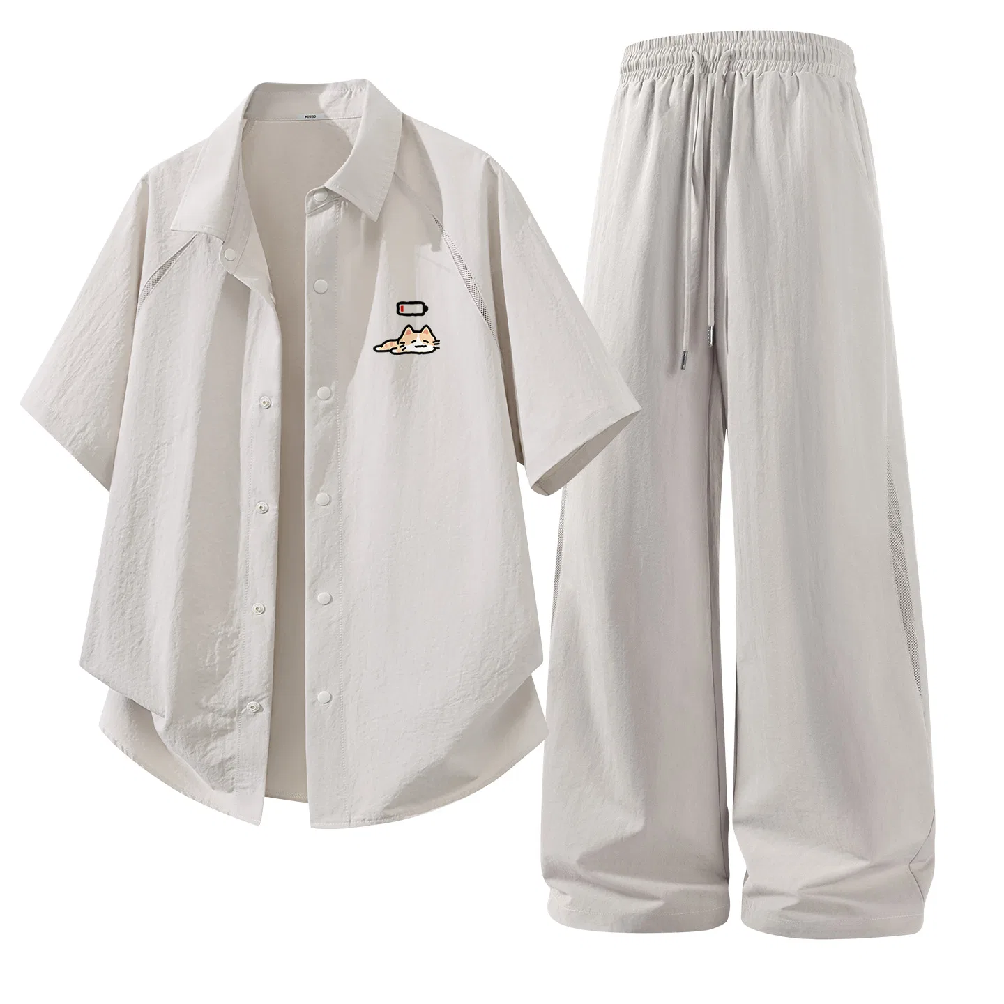 Детский комплект спортивной одежды из 2 предметов Tired Orange Cat Chest Logo MINISO, Черный — фото 3