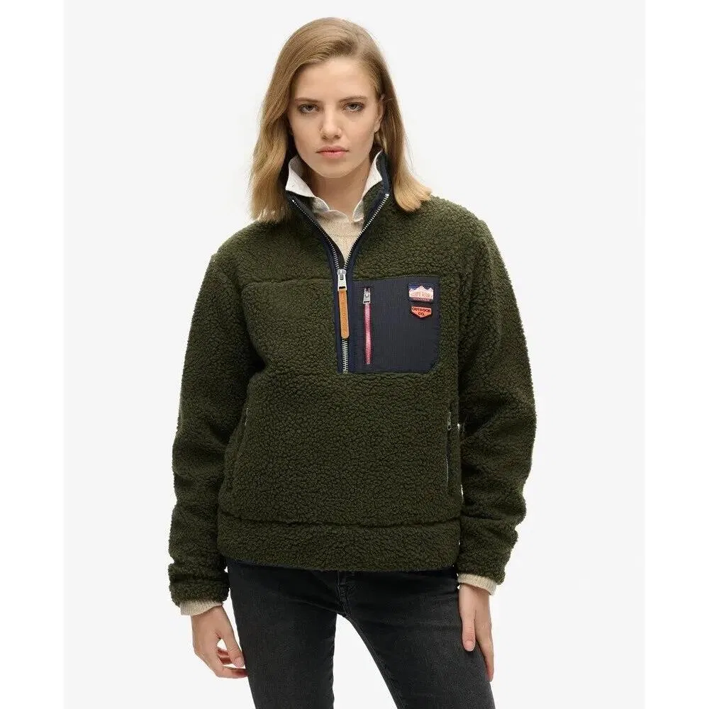 Женский флисовый пуловер с полузастежкой Vintage Retro Fleece Superdry, Grun — фото 2