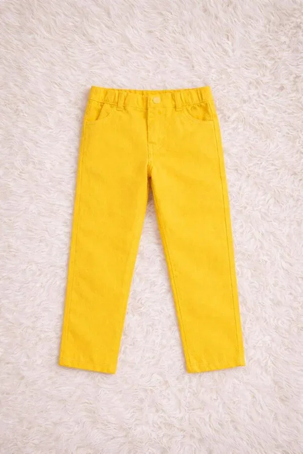 Детские брюки для девочек льняные Show Linen Pants Kuraff Giyim, Yellow