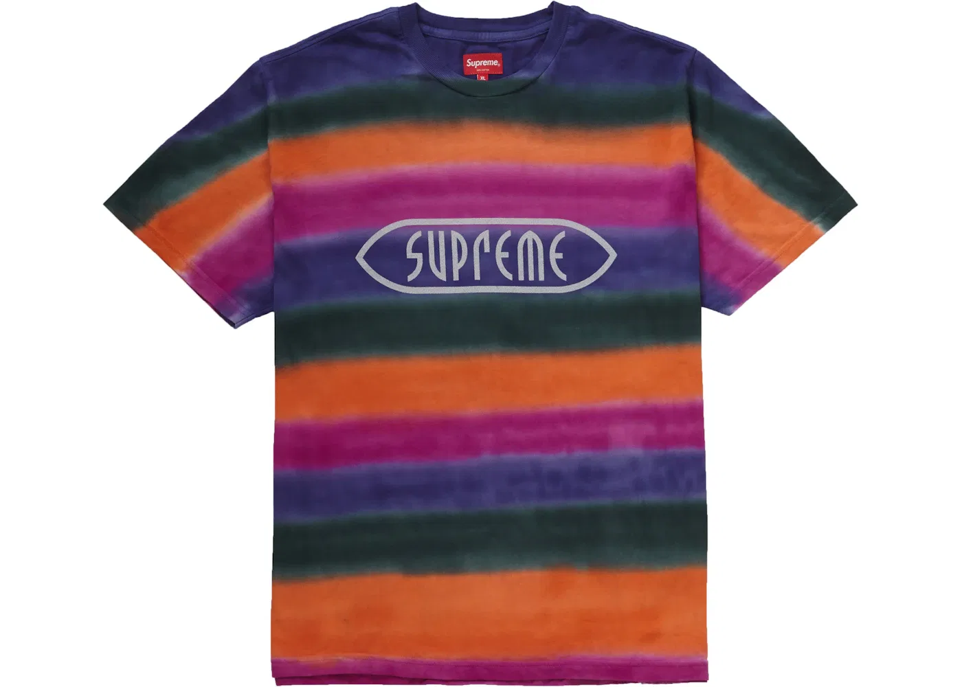 Мужская футболка с принтом Supreme Rainbow Stripe Tee, Orange