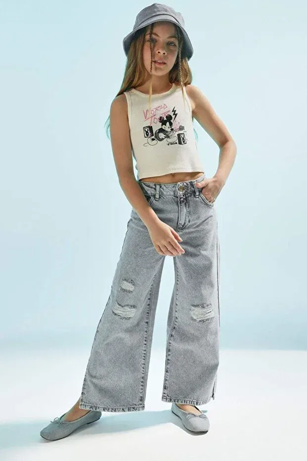 Детская майка для девочек с принтом Disney mickey & minnie undershirt girls' Defacto, Ekru-Er99 — фото 2