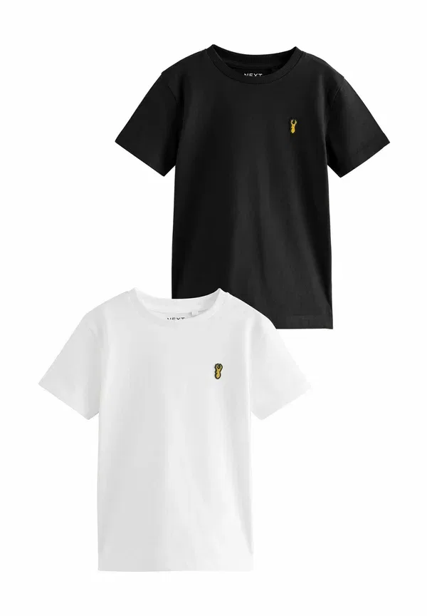 Футболка с вышивкой оленя Regular Fit 2 Pack Next Black, White, белый/черный