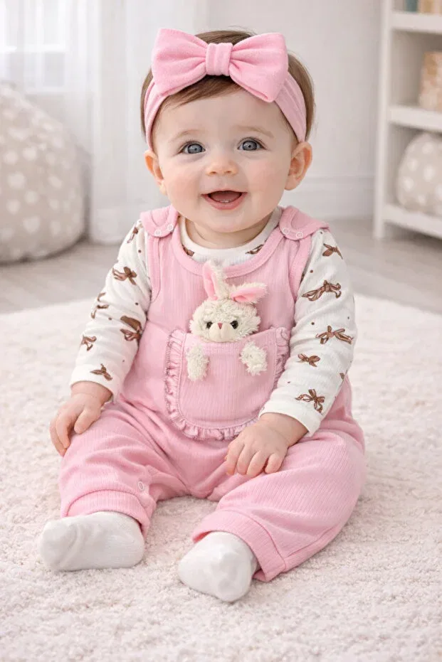 Детский комбинезон для девочек хлопковый Toy-Detail baby girl set Bebekyol, Pink