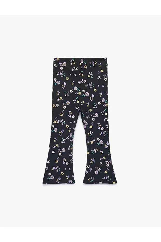 Детские леггинсы для девочек с принтом Floral spanish style anthracite baby girl leggings 6smg40005ak Koton, Anthracite Patterned — фото 2