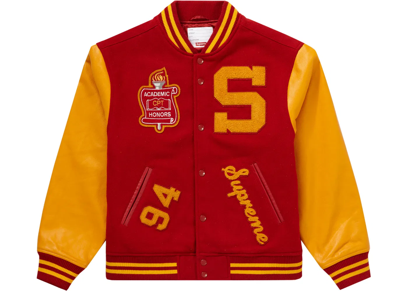 Мужская куртка-бомбер с принтом Supreme Team Varsity Jacket, Red