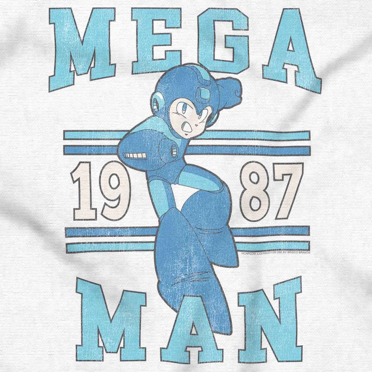 Детский боди-комбинезон с принтом Mega Man Video Game College Varsity Brisco Brands, White — фото 2