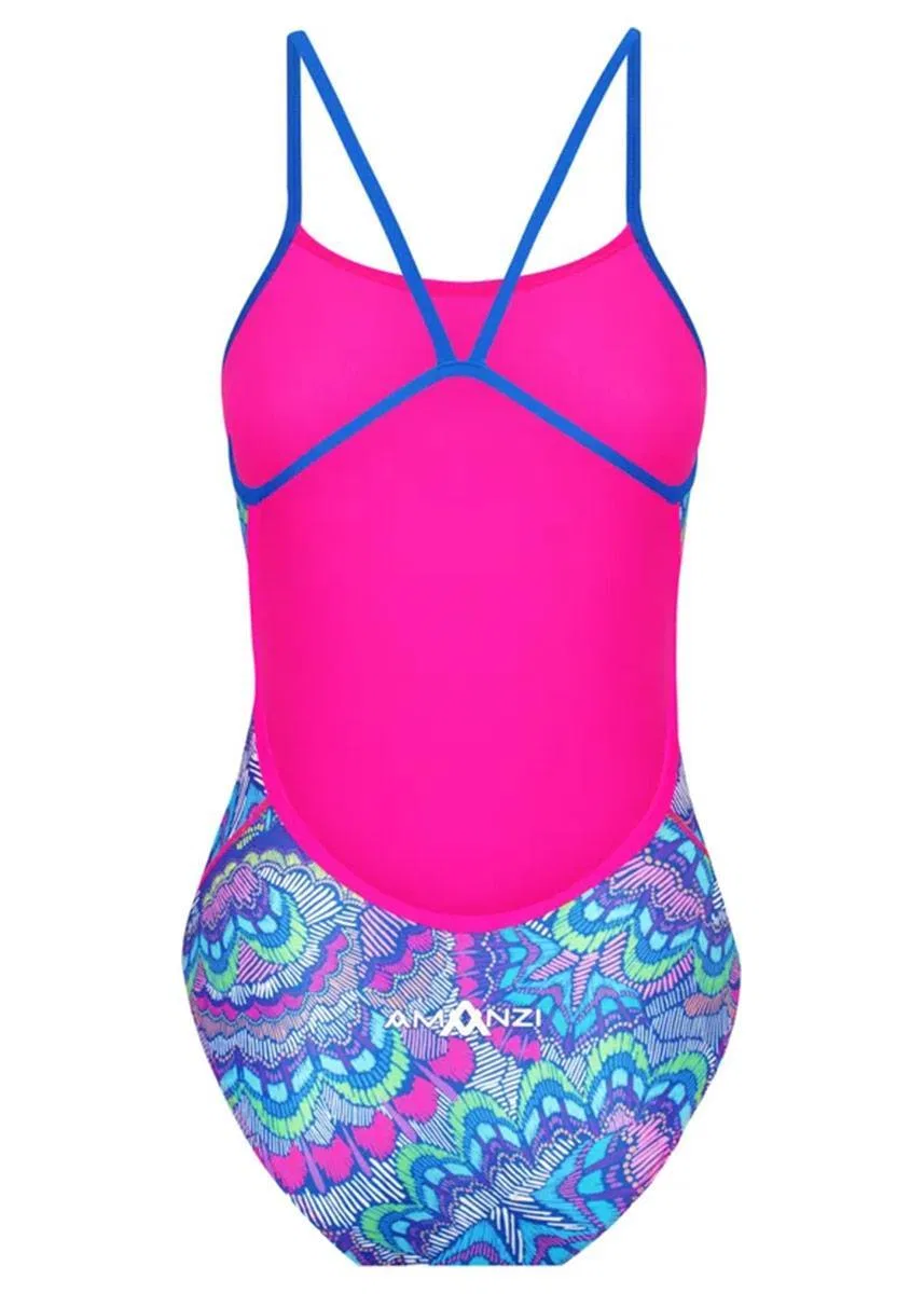 Детский цельнокроеный купальник с принтом Fiesta Proback Amanzi, Rosa / Limettengrun / Blaugrun — фото 4