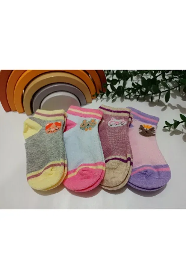 Детские носки-пинетки для девочек с узором 4-Pack Morena Pattern Bebek Meselesi, Colored — фото 4