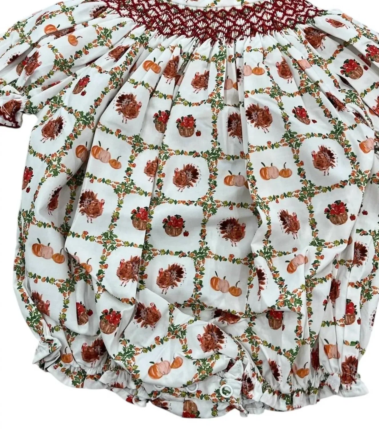Детский боди-комбинезон для девочек с принтом Turkey Tartan Bubble Smockingbird, White — фото 2