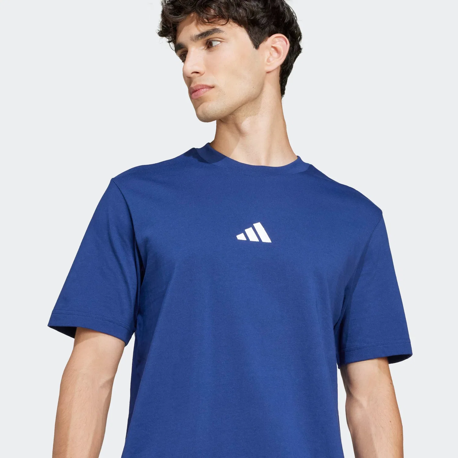 Детская хлопковая трикотажная футболка Adidas Sportswear, Dark Blue/White — фото 4