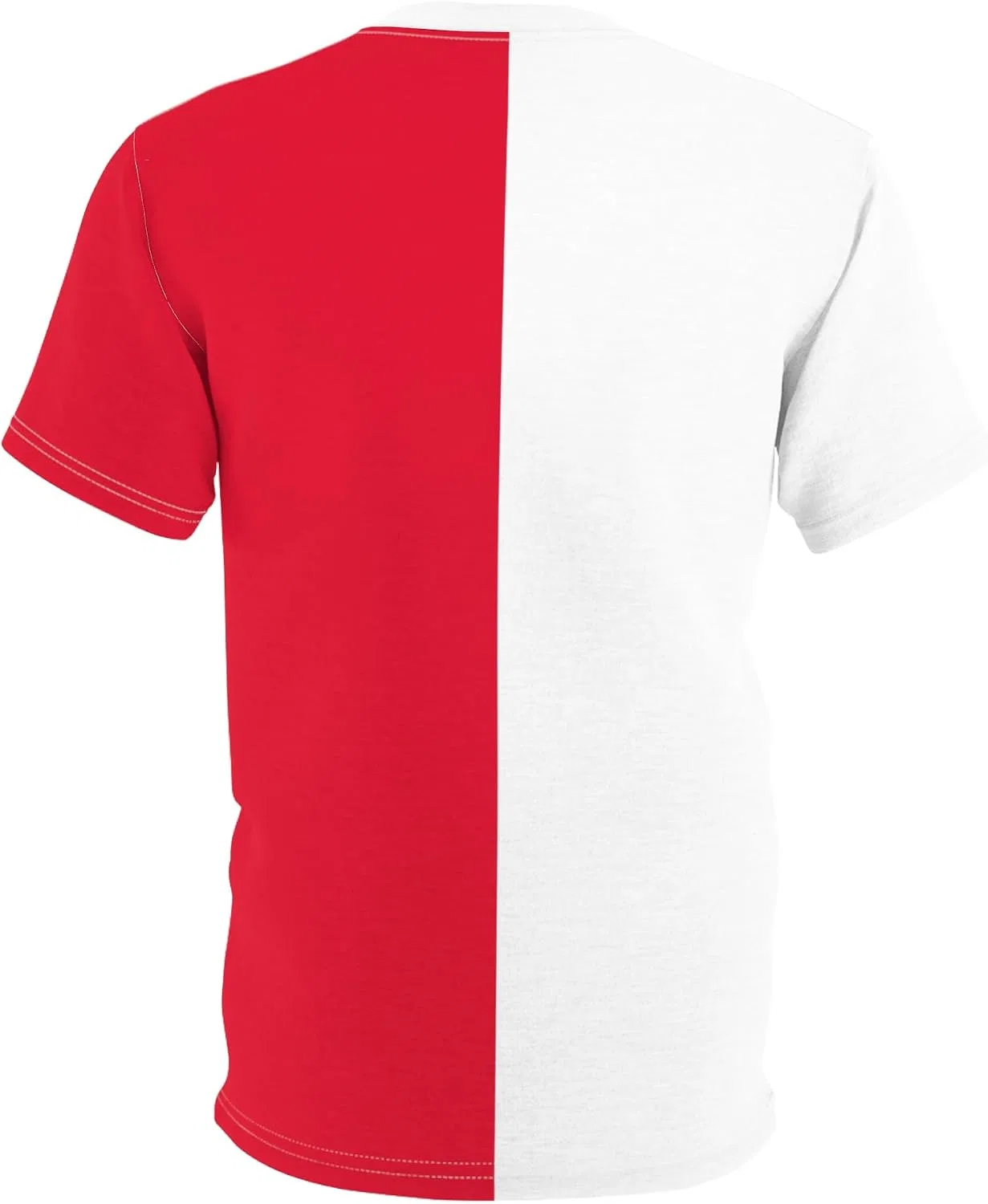 Футболка двухцветная Half Red Half White, White Stitching — фото 2
