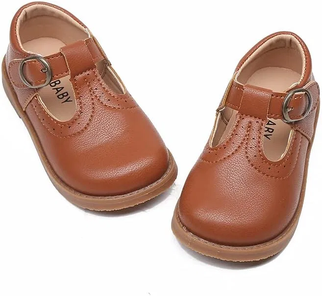 Детские туфли для девочек с Т-образным ремешком Classic Dress Flats Chiximaxu, Brown — фото 2