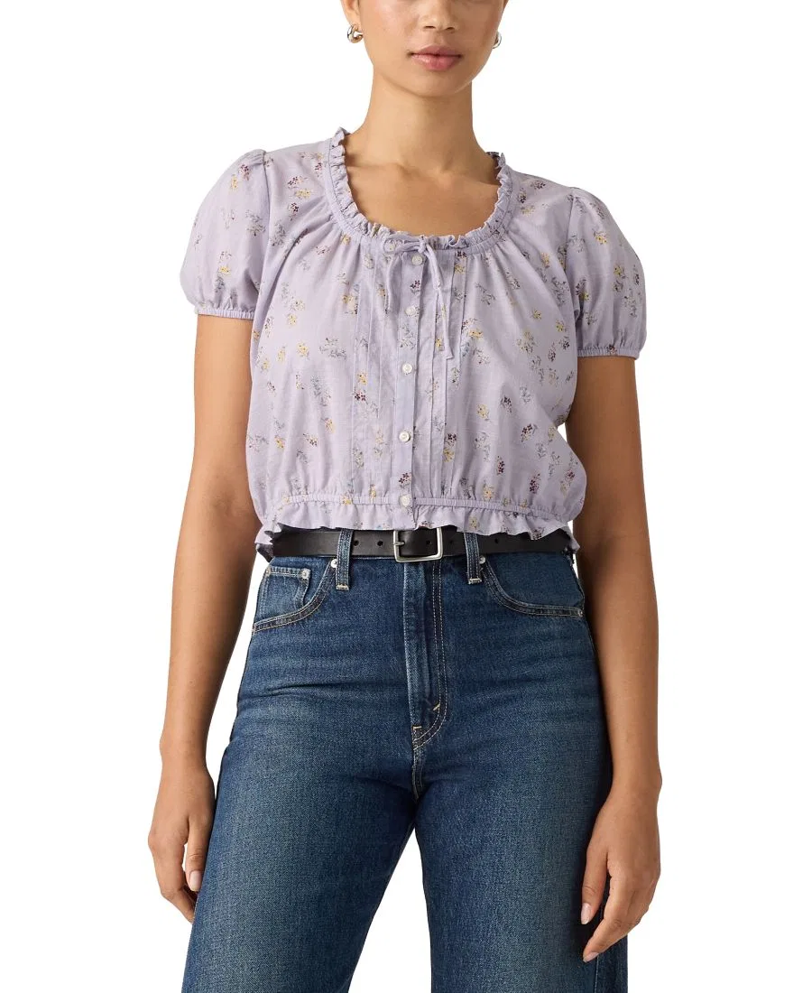 Блуза Chiara с коротким рукавом и пуговицами Levi's, Pedrine Floral Lavender Blue — фото 3