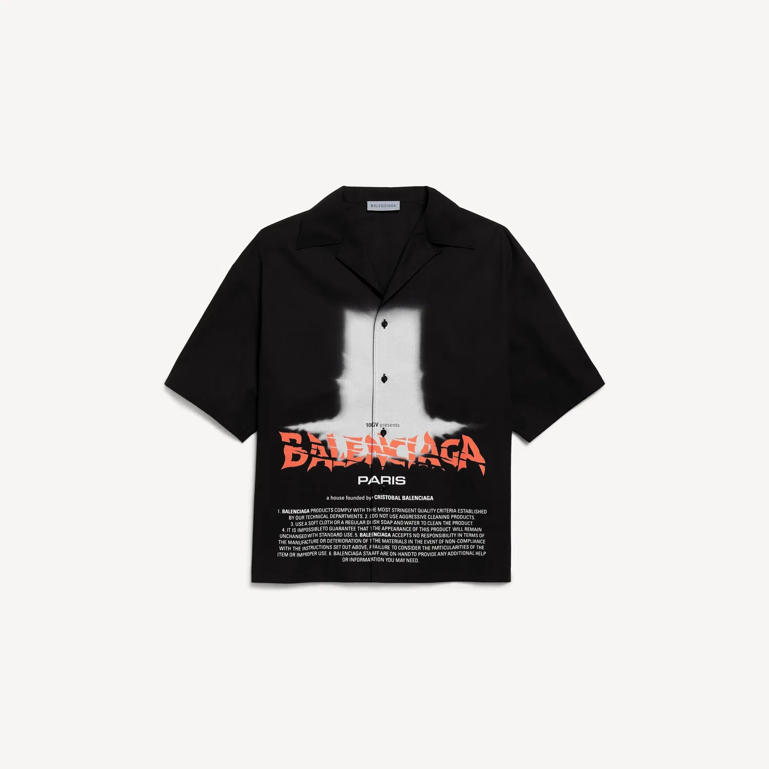 Мужская рубашка с короткими рукавами The Door Bowling черного цвета BALENCIAGA, черный