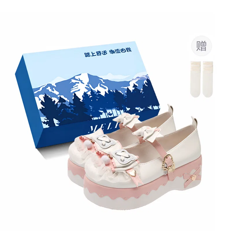 Детские туфли Мэри Джейн из искусственной кожи, модель White-Box-Comes with Socks, XIAOLUMILI, White-Box-Comes with Socks
