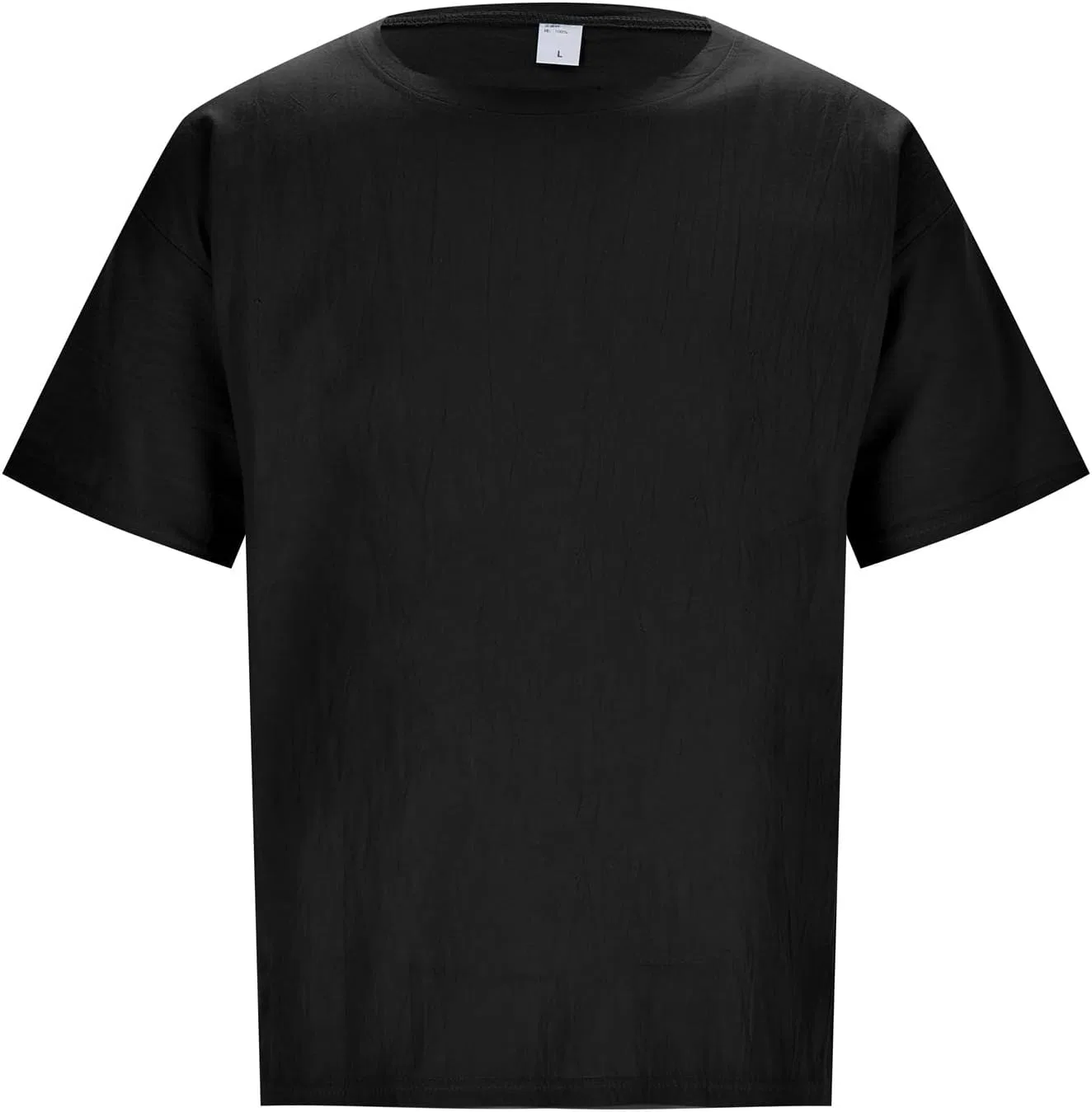 Мужская свободная футболка с коротким рукавом Linen, Black — фото 3