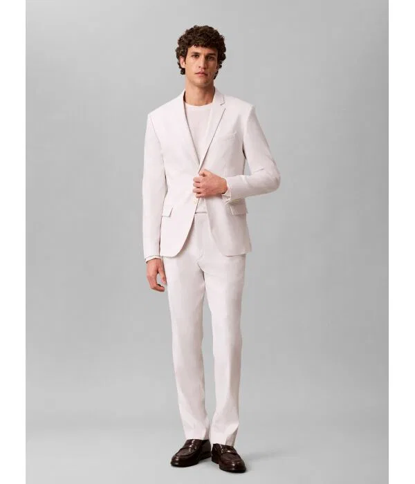 Мужской пиджак из льна Slim Fit Calvin Klein, бежевый — фото 2