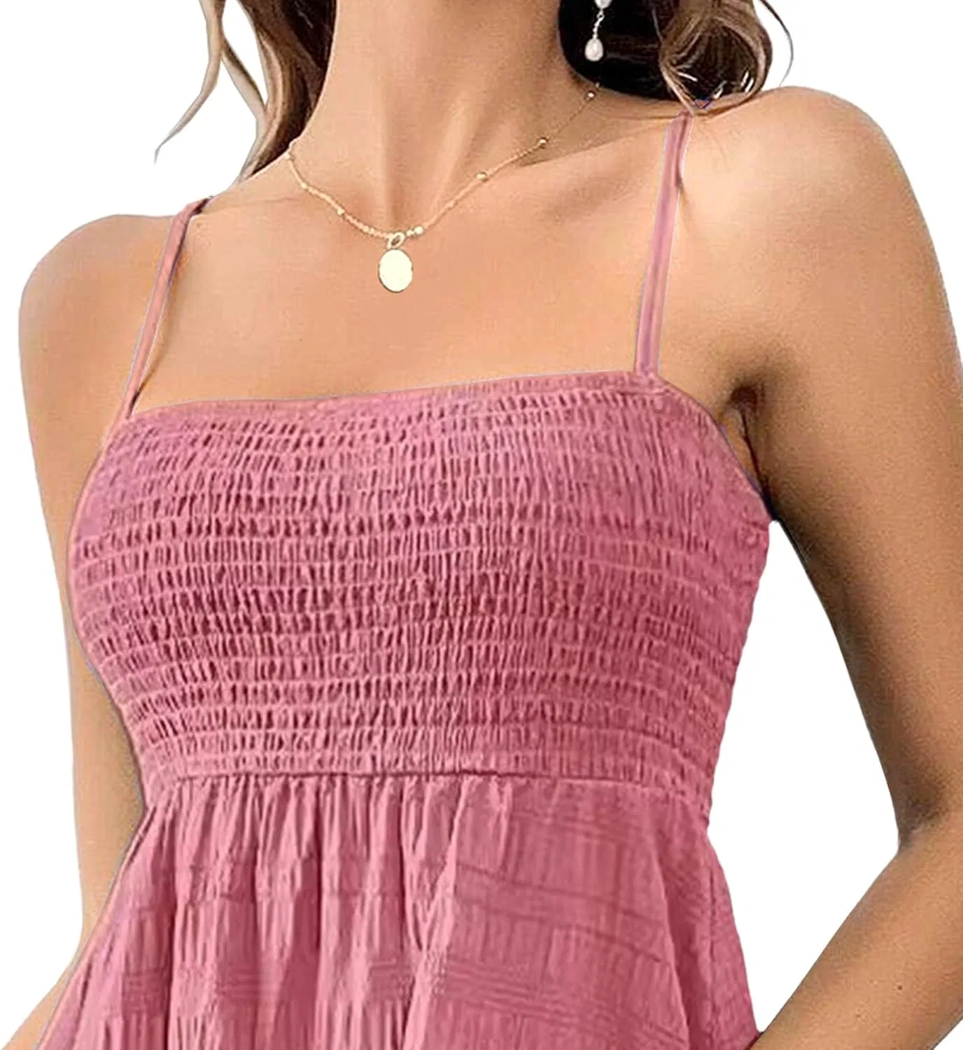 Женское мини-платье на бретельках с открытой спиной, Pink — фото 3