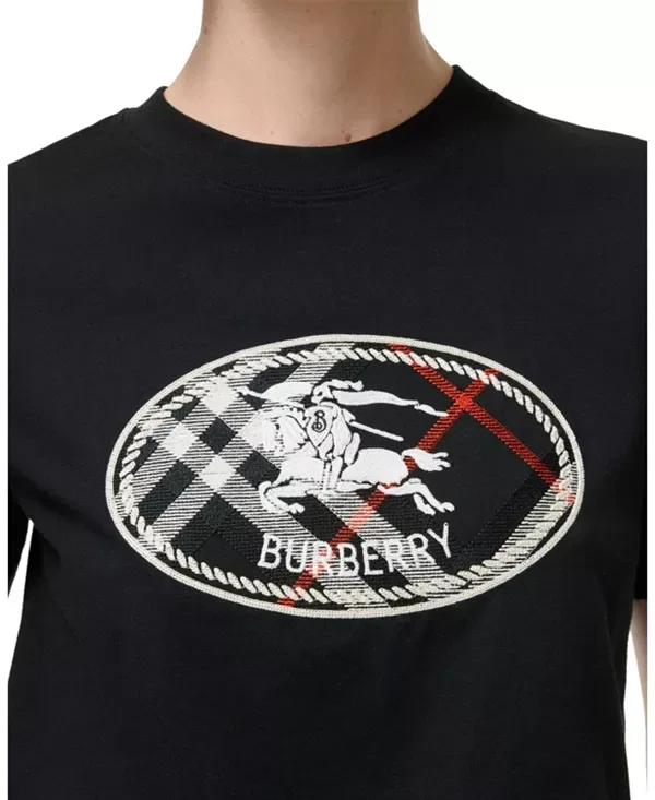 Женская футболка с вышивкой Knight Stamp Burberry, черный — фото 2