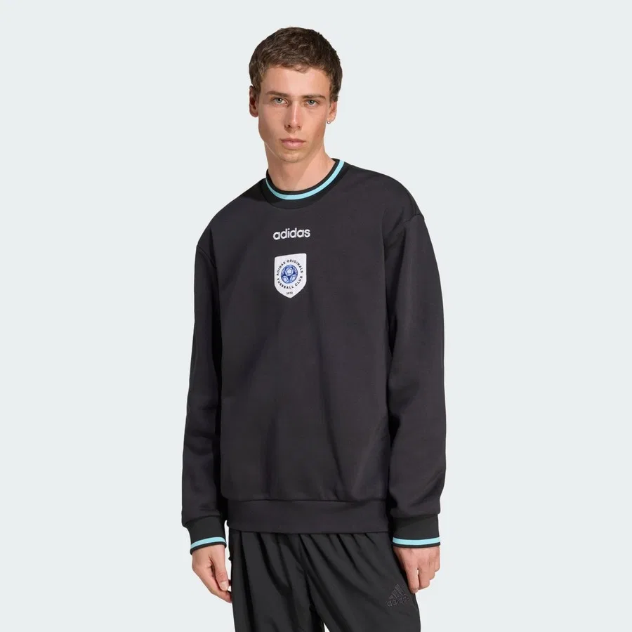 Свитшот с круглым вырезом и принтом Badge Crewneck Originals adidas, Черный