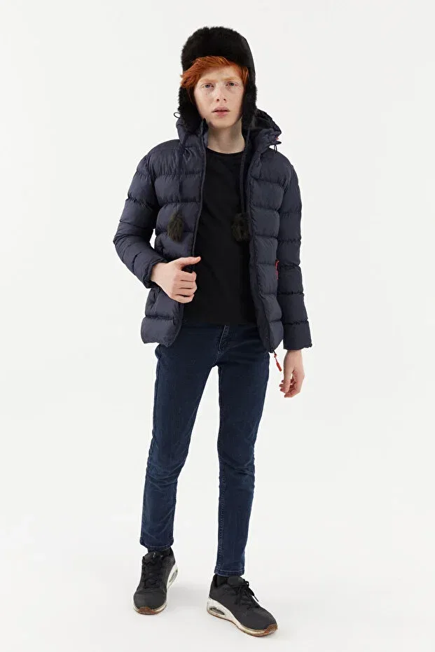 Детское пальто для девочек с капюшоном River Green, Navy Blue — фото 2