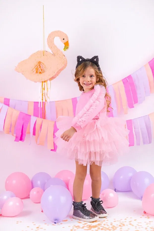 Детское худи для девочек с принтом Crop Poppy Girl Mini Celebrities, Pink — фото 2