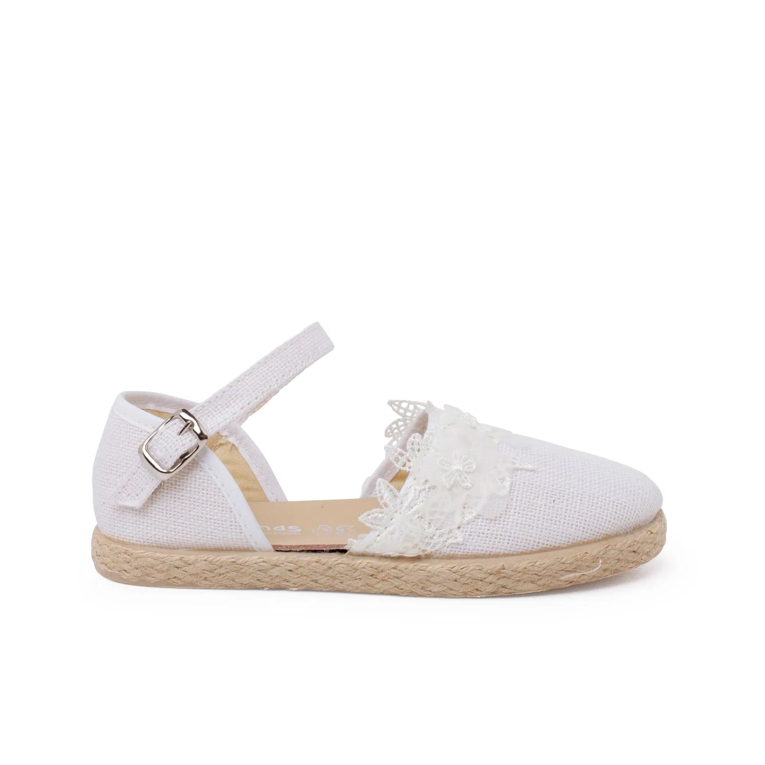 Детские эспадрильи для девочек с кружевом Espadrilles Lace Ceremony Pisamonas, White
