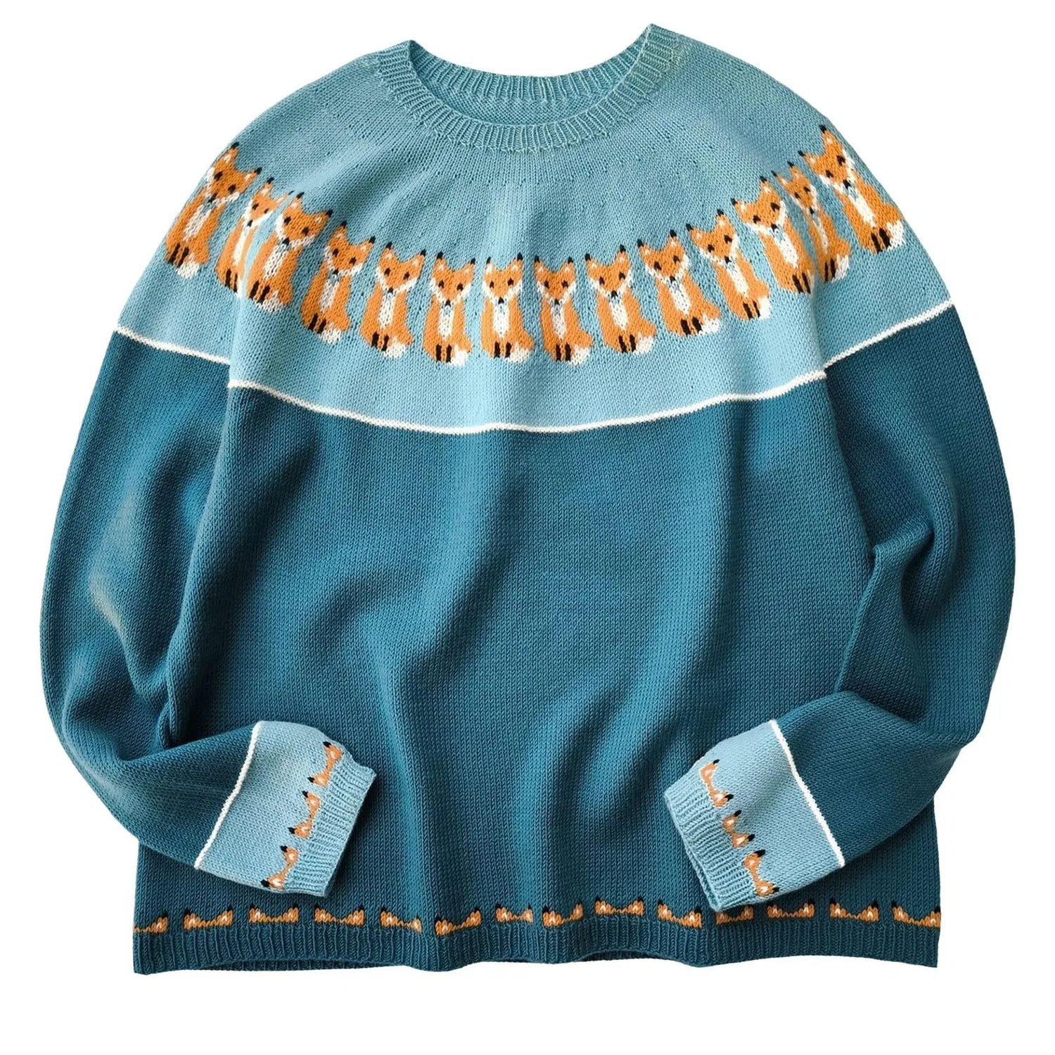 Женский свитер с нордическим узором Fairisle Wool Long Sleeve, Azure — фото 4