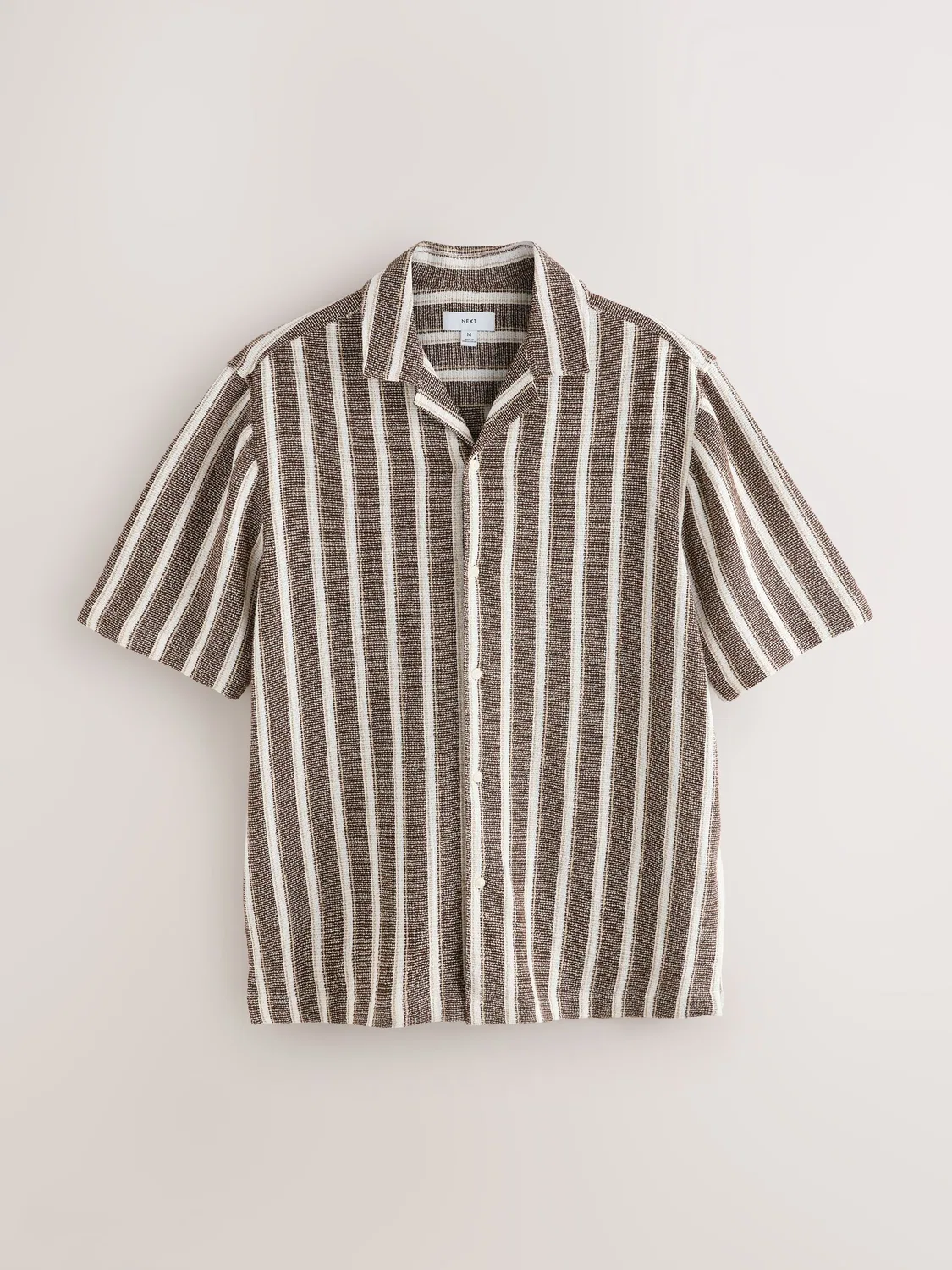 Рубашка с коротким рукавом, полосатая, Brown Stripe Short Sleeve Shirt Next, коричневый — фото 4
