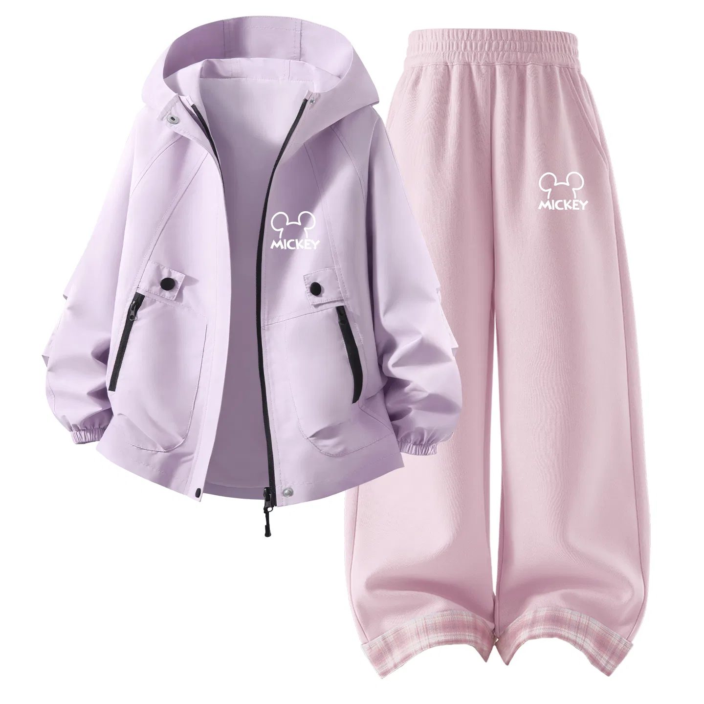 Детский спортивный комплект с капюшоном, средней растяжимости Kids Casual Sportswear, Disney, Purple/Cherry Blossom Pink