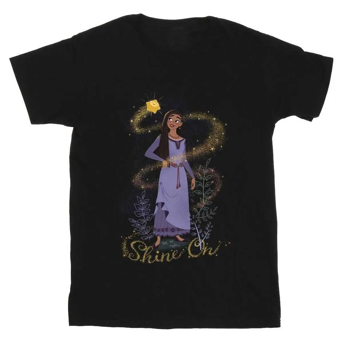 Детская хлопковая футболка Shine on Asha Standing Wish, Black